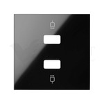 Simon 100 Черный глянец Накладка розетки 2xUSB, Simon