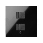 Simon 100 Черный глянец Накладка розетки 2xRJ45, Simon