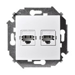Розетка телефонная двойная Simon 15 RJ11, белый, Simon