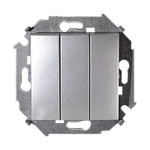 Выключатель трехклавишный Simon 15 10А/250В, алюминий, Simon
