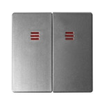 Двухклавишный проходной выключатель (из 2-х мест) с подсветкой Simon 82 (алюминий), Simon