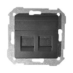 Розетка копмьютерная двойная Simon 82 RJ45 (графит), Simon