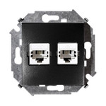 Розетка телефонная + компьютерная Simon 15 RJ11+RJ45 кат.5е, графит, Simon