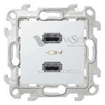 Розетка USB двойная Simon 24 для зарядки, 2 x 1050 мA, винтовой зажим, белый, Simon