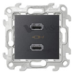 Розетка USB двойная Simon 24 для зарядки, 2 x 1050 мA, винтовой зажим, графит, Simon