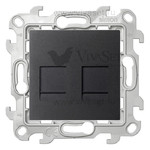 Розетка компьютерная двойная Simon 24 RJ45 5-й кат., графит, Simon
