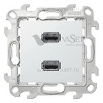 Коннектор 2 x USB 2.0 Simon 24, тип A, (мама), винтовой зажим, белый, Simon