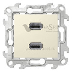 Коннектор 2 x USB 2.0 Simon 24, тип A, (мама), винтовой зажим, слоновая кость, Simon