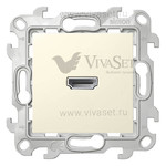 Коннектор HDMI Simon 24, v 1.4, (мама-мама), винтовой зажим, слоновая кость, Simon