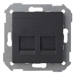 Розетка компьютерная двойная RJ45 5cat. Simon 82 Concept, черный матовый, Simon
