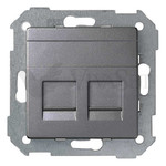 Розетка компьютерная двойная RJ45 5cat. Simon 82 Concept, титан матовый, Simon