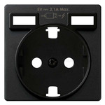 Розетка с заземлением и 2 USB 2,1A 16А/250В Simon 82 Concept, черный матовый, Simon