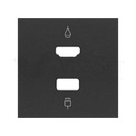 Розетка HDMI v1.4 + USB 2.0 тип A Simon 100, черный матовый, Simon