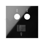 Розетка R-TV+SAT проходная и интернет RJ45 Cat. 6 Simon 100, черный глянец, Simon