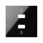 Розетка USB двойная для зарядки 2,1А/5В Simon 100, винтовой зажим, черный глянец, Simon